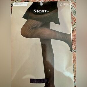 Stems Luxury Tights. Grey with Metallic Pinstripe. Package of 2. One Size. NWT